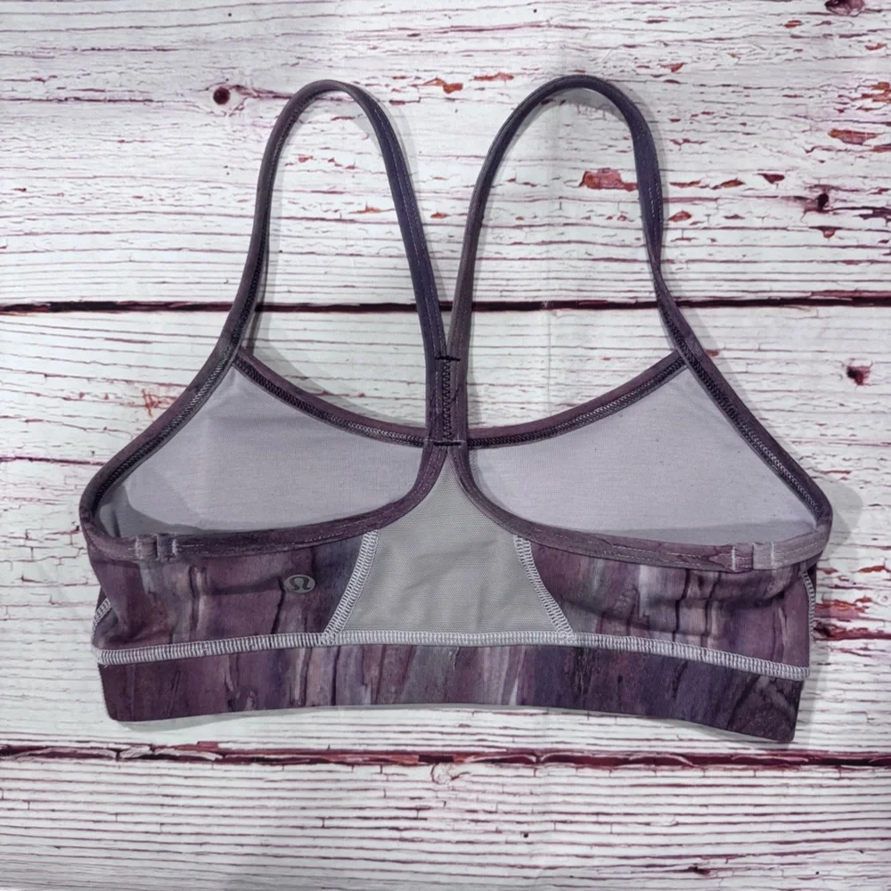 Lululemon Flow Y Bra IV  in Mini Hazy Horizon Storm Mauve Bark Berry Sz 4